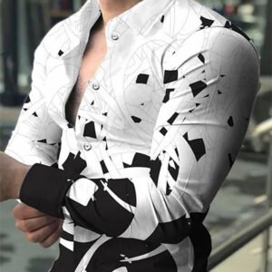 Men’s Abstract Pattern Long Sleeve Shirt – Stylish & Elegant
